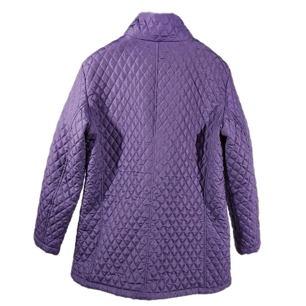 Jane Ashley Women's Quilted Coat, Size Medium Jacket Purple - Picture 2 of 16